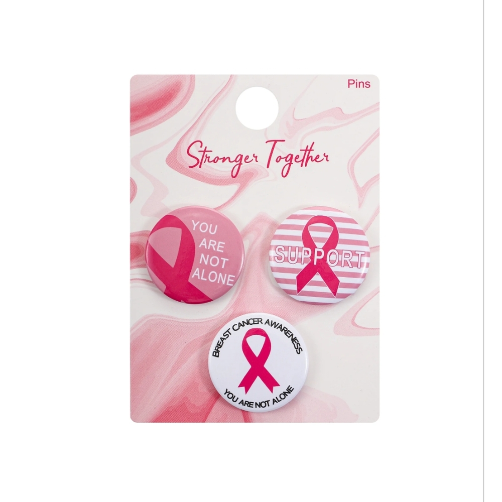 3pk Pink Breast Cancer Awareness Pins